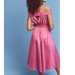 Maeve Anthropologie Mona Off The Shoulder Elastic Waist Midi‎ Dress Small Cotton